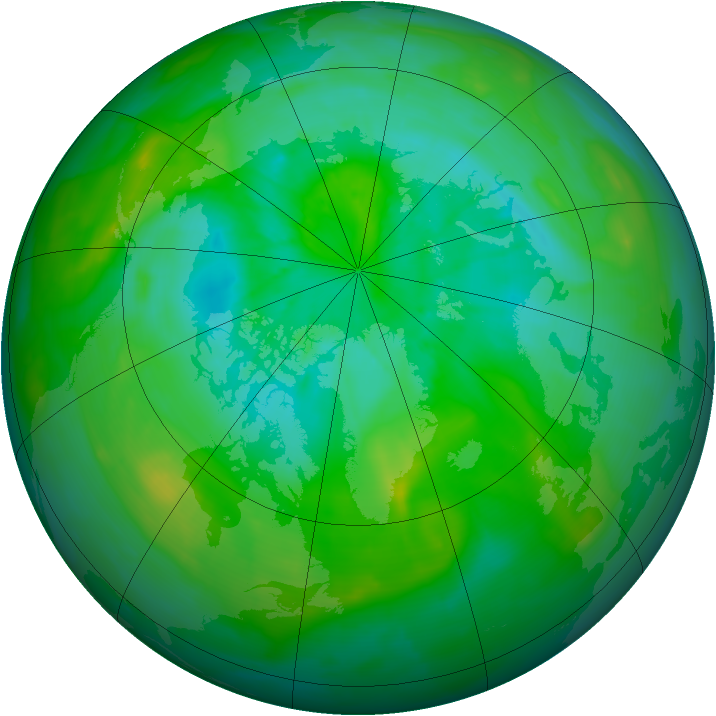 Arctic ozone map for 07 August 2013